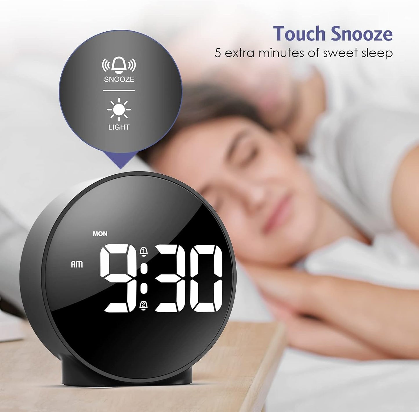 OQIMAX Digital Alarm Clock with Large Curved LED Display Black 11.1 cm (W) NEW