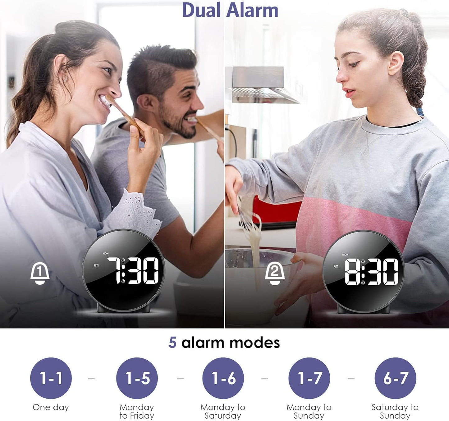 OQIMAX Digital Alarm Clock with Large Curved LED Display Black 11.1 cm (W) NEW