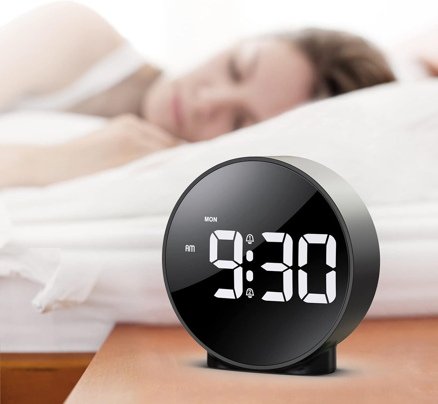OQIMAX Digital Alarm Clock with Large Curved LED Display Black 11.1 cm (W) NEW