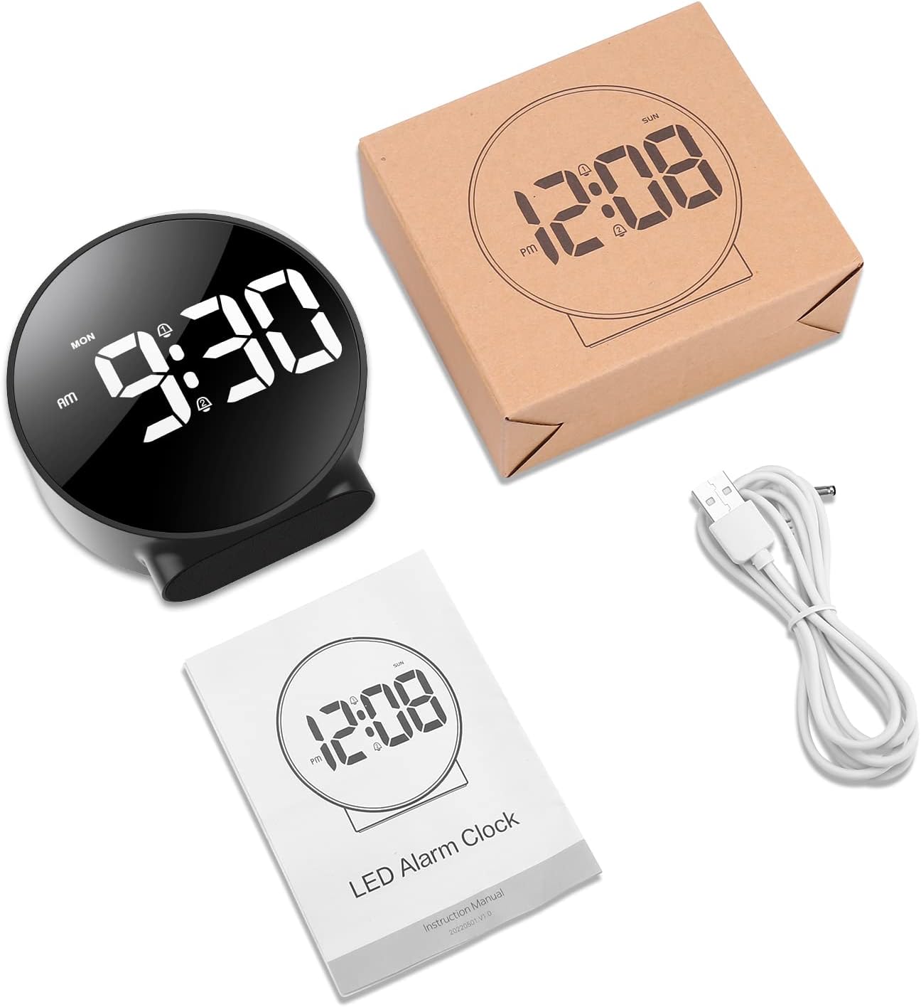 OQIMAX Digital Alarm Clock with Large Curved LED Display Black 11.1 cm (W) NEW