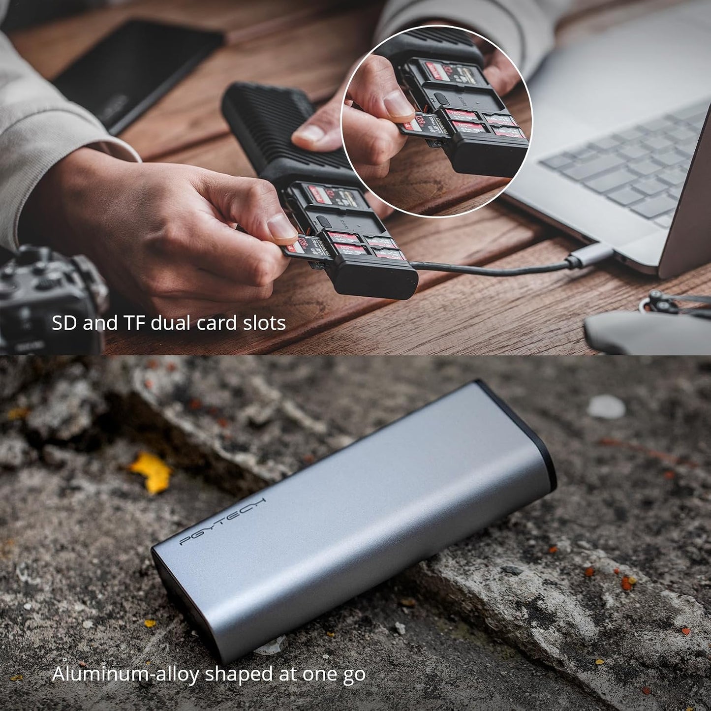 PGYTECH High-Speed Type-C USB 3.1 SD/Micro SD Card Reader External Memory DEMO