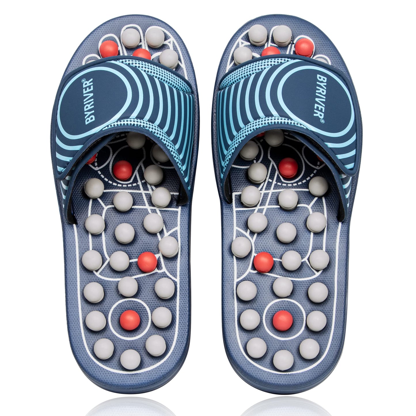 BYRIVER Reflexology Foot Massager Acupuncture Slippers Blue Spring Size M NEW
