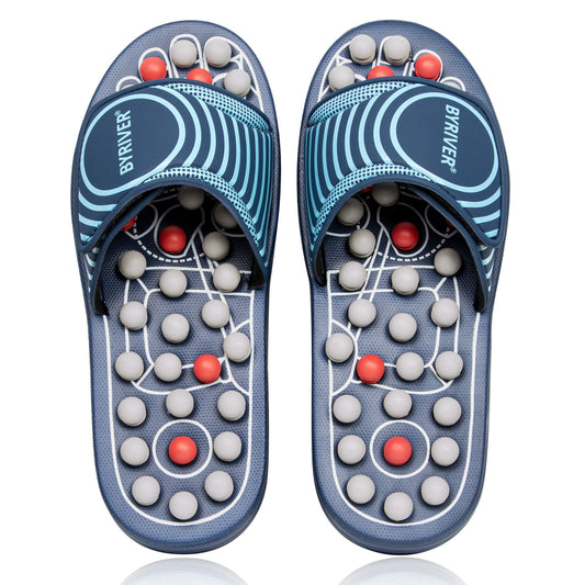 BYRIVER Reflexology Foot Massager Acupuncture Slippers Blue Spring Size M NEW