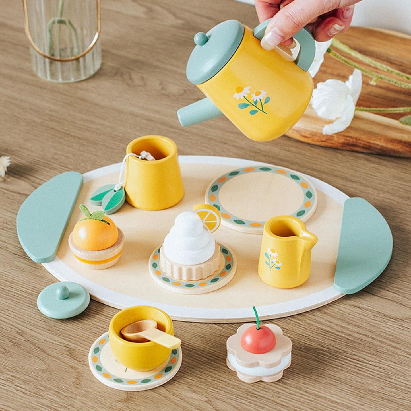 Xiuganpo Toddler Wooden Tea Set Enhance Social & Imagination Skills NEW