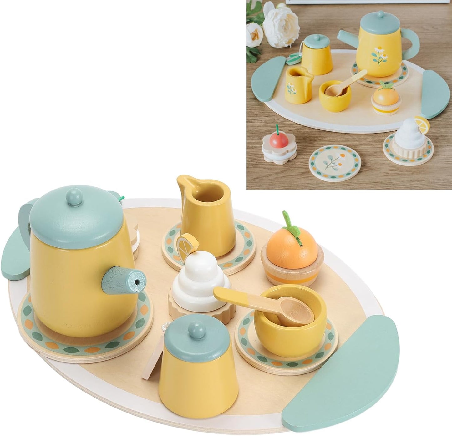 Xiuganpo Toddler Wooden Tea Set Enhance Social & Imagination Skills NEW