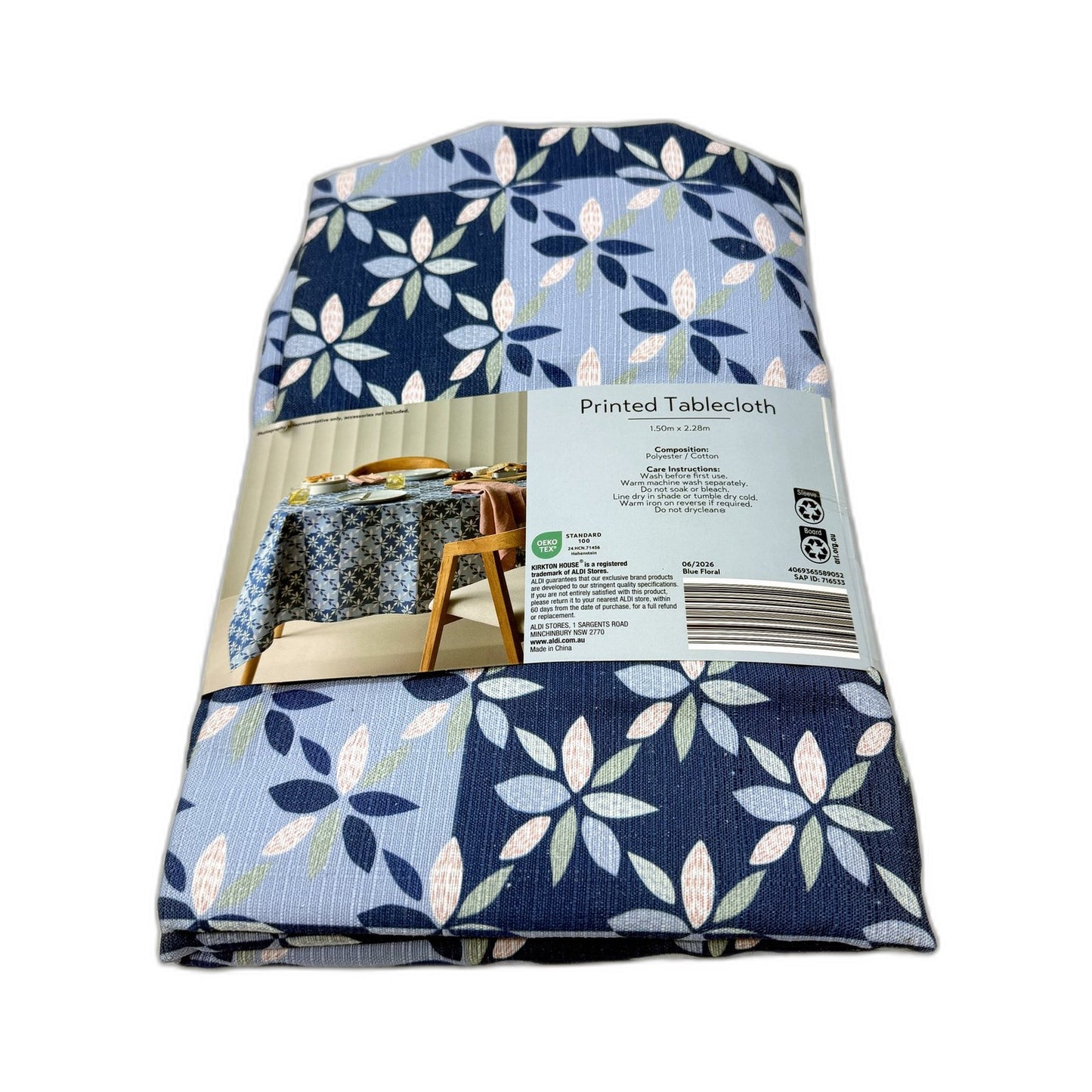 Floral Printed Tablecloth Blue Tone 150cm x 228cm Seats 6-8 Rectangle NEW