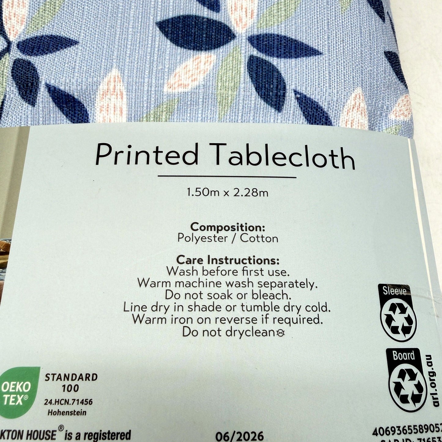 Floral Printed Tablecloth Blue Tone 150cm x 228cm Seats 6-8 Rectangle NEW