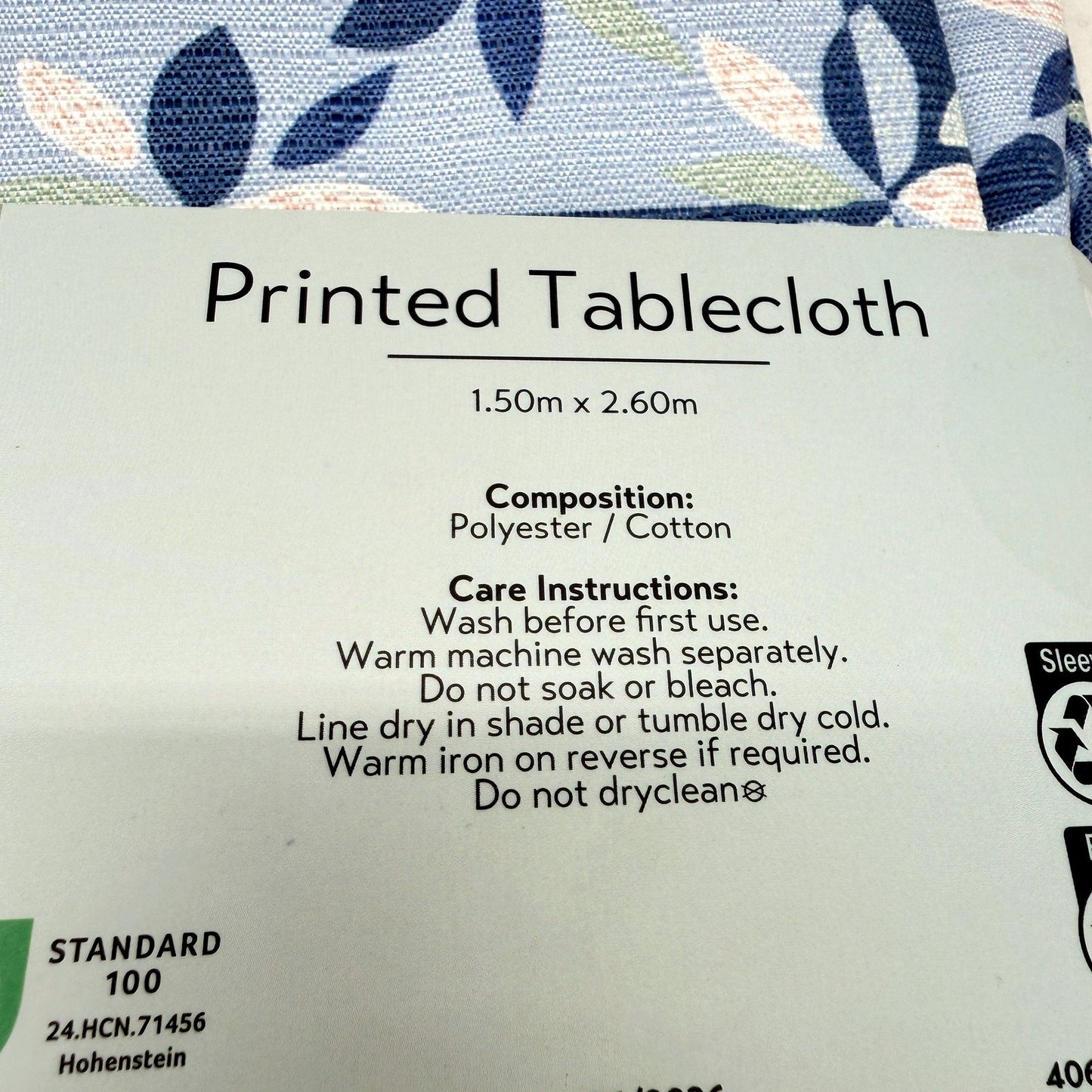 Rectangular Floral Printed Tablecloth Blue Tones 150cm x 260cm Seats 8-10 NEW