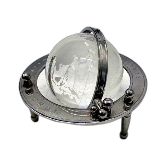 COLLECTABLE Dalvey Mappa Mundi Engraved Desk Globe Optically Clear Crystal Glass