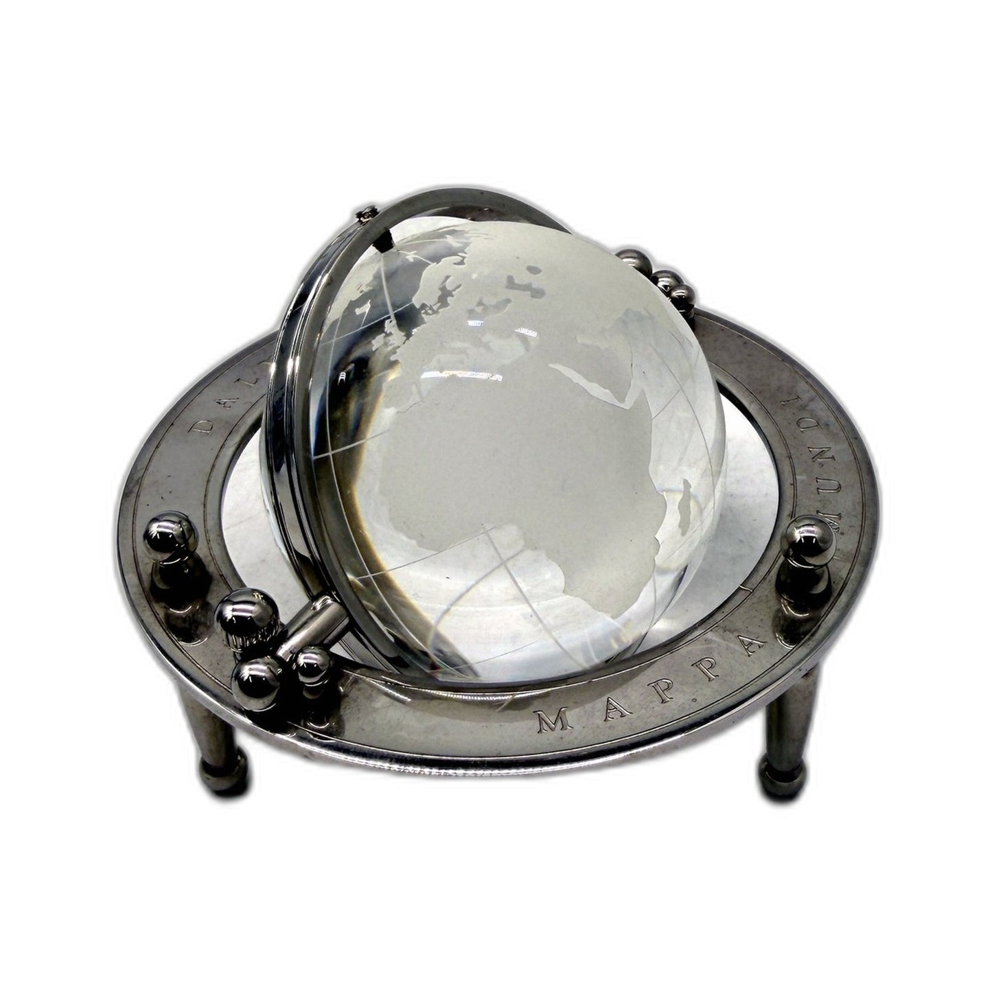 COLLECTABLE Dalvey Mappa Mundi Engraved Desk Globe Optically Clear Crystal Glass