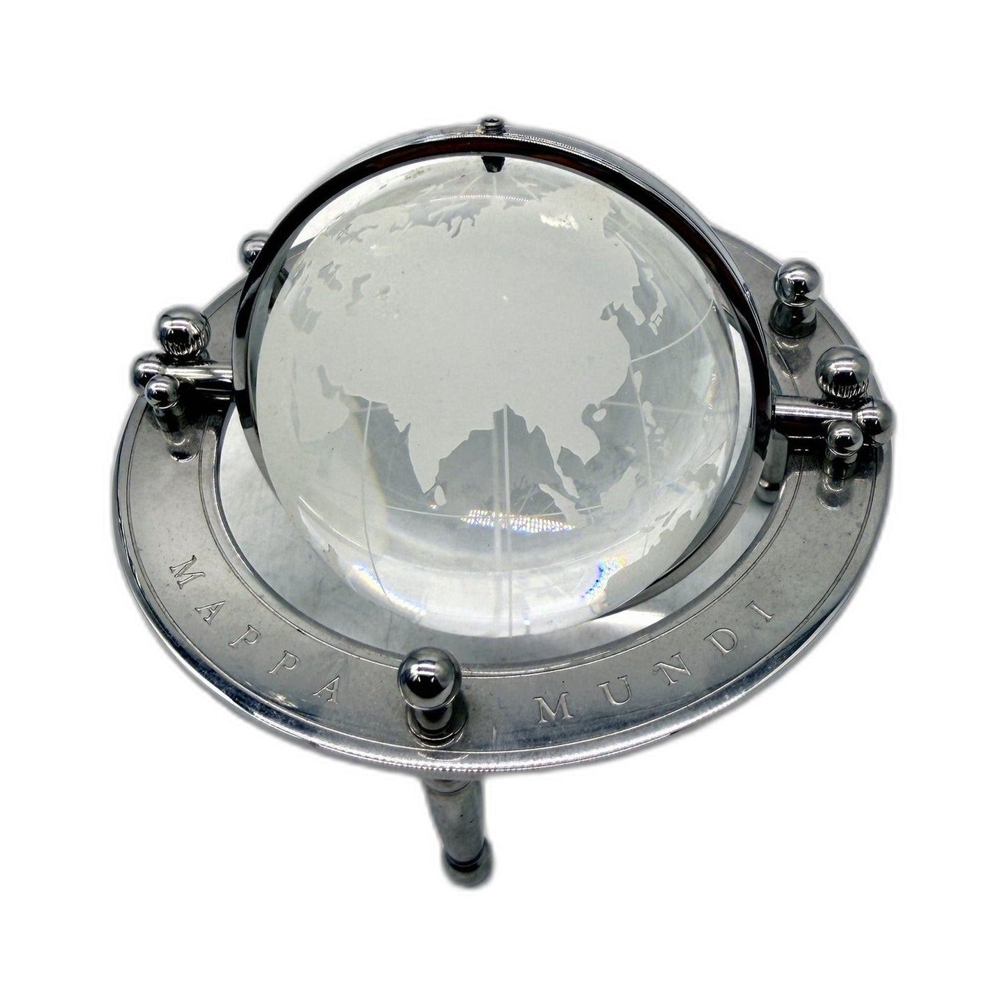 COLLECTABLE Dalvey Mappa Mundi Engraved Desk Globe Optically Clear Crystal Glass