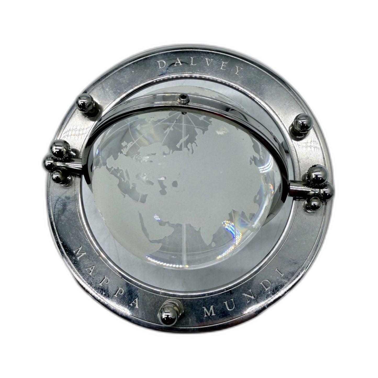 COLLECTABLE Dalvey Mappa Mundi Engraved Desk Globe Optically Clear Crystal Glass