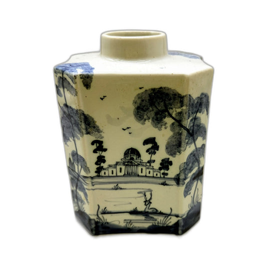2001 Debra Sears ISIS Ceramic Vase Blue Decorative Hand Painted Landscape