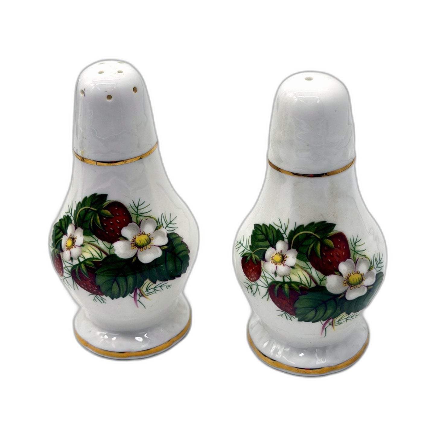 Hammersley Bone China Salt and Pepper Shaker Set Vintage Floral Strawberry