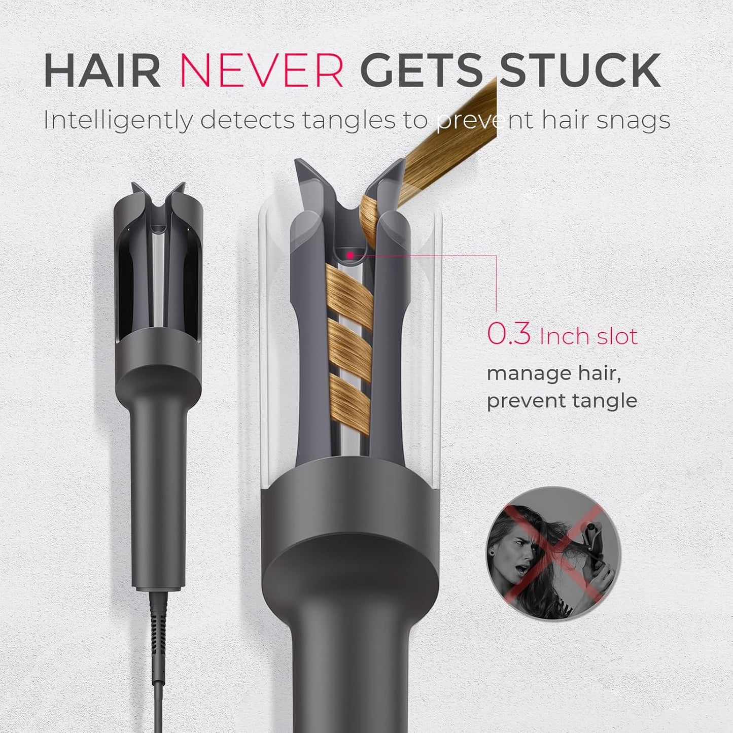 TYMO Automatic Ceramic Curling Iron for Beach Waves, 25mm Barrel, Black DEMO