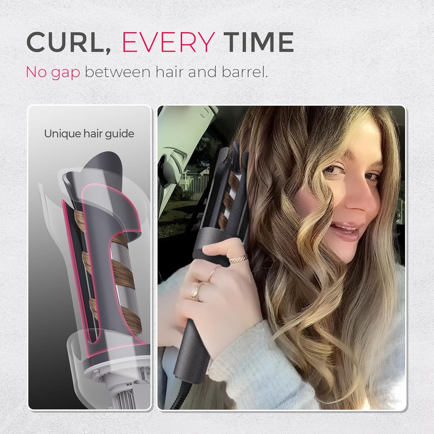 TYMO Automatic Ceramic Curling Iron for Beach Waves, 25mm Barrel, Black DEMO