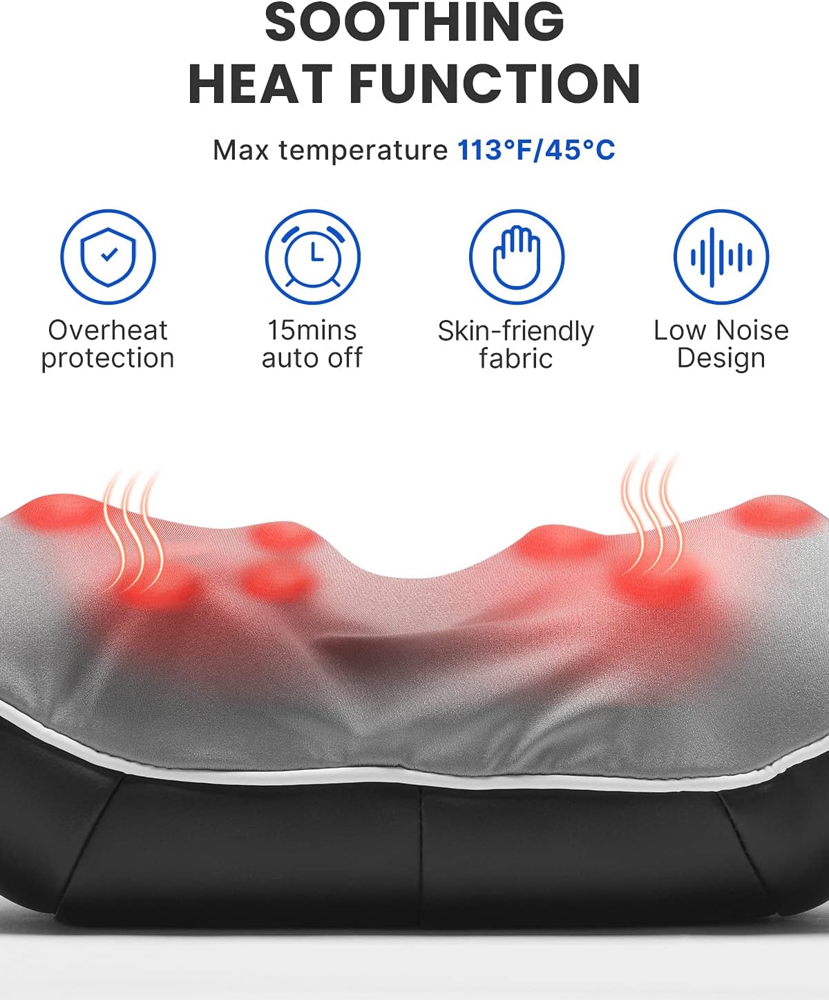 RENPHO Electric Shiatsu Neck and Back Massager with Heat for Pain Relief NEW