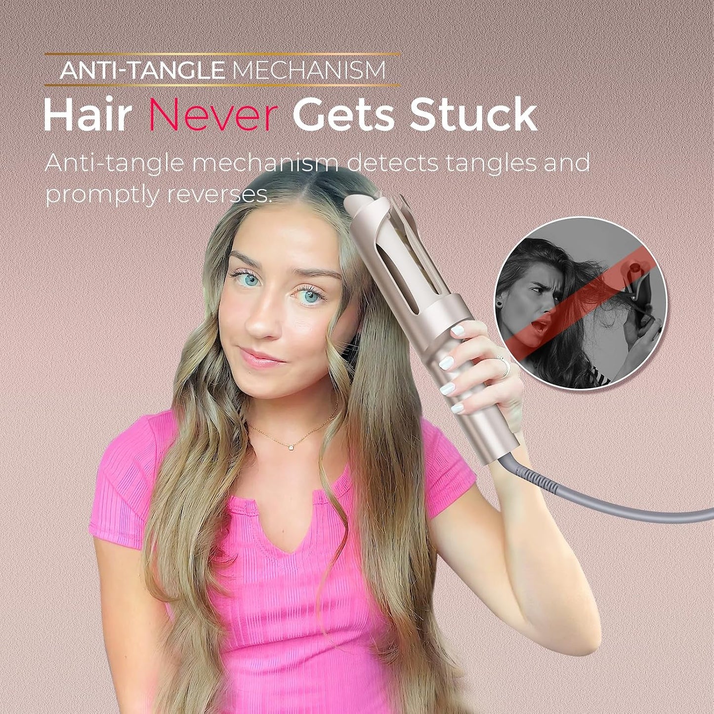 TYMO 32mm Automatic Rotating Ceramic Curling Tong Hair Curler for DEMO