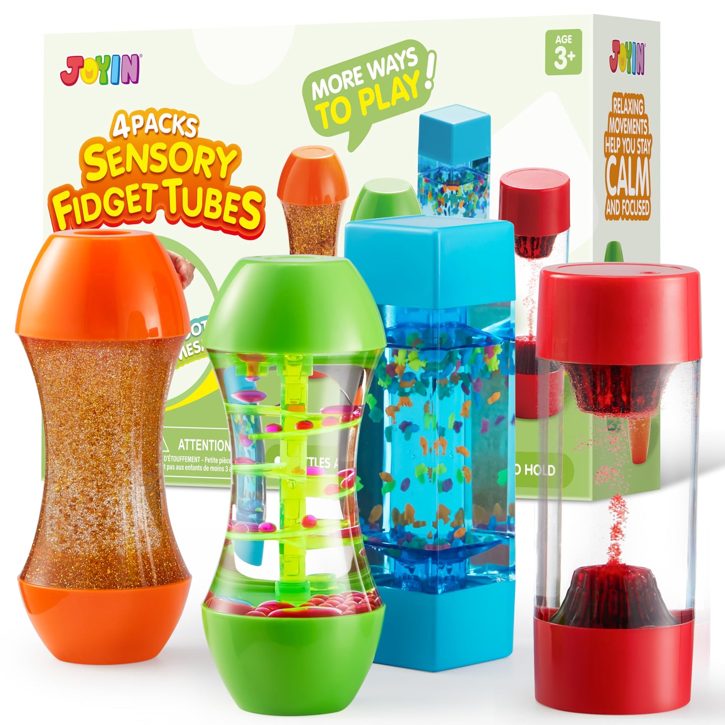 JOYIN Multicolor Sensory Fidget Tubes Stress Relief Toys for Kids & Adults, NEW