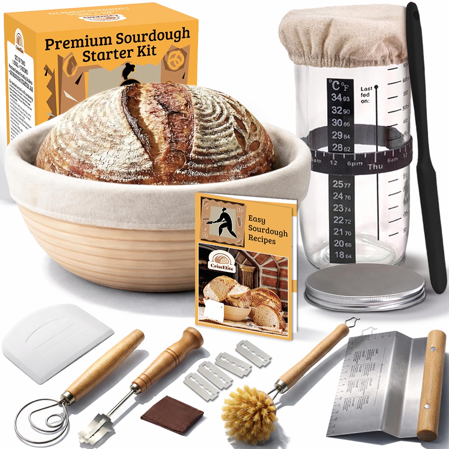 CRISS ELITE Natural Rattan Banneton Bread Proofing Basket - 23cm Baking DEMO
