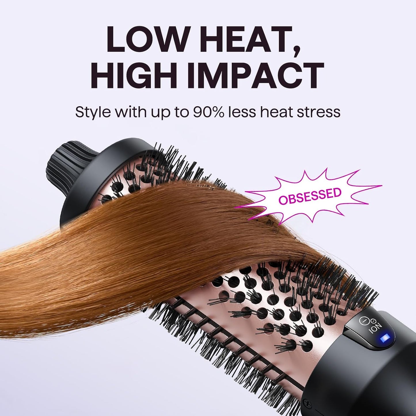 wavytalk Rose Gold Thermal Round Heated Hot Air Styler Brush NEW
