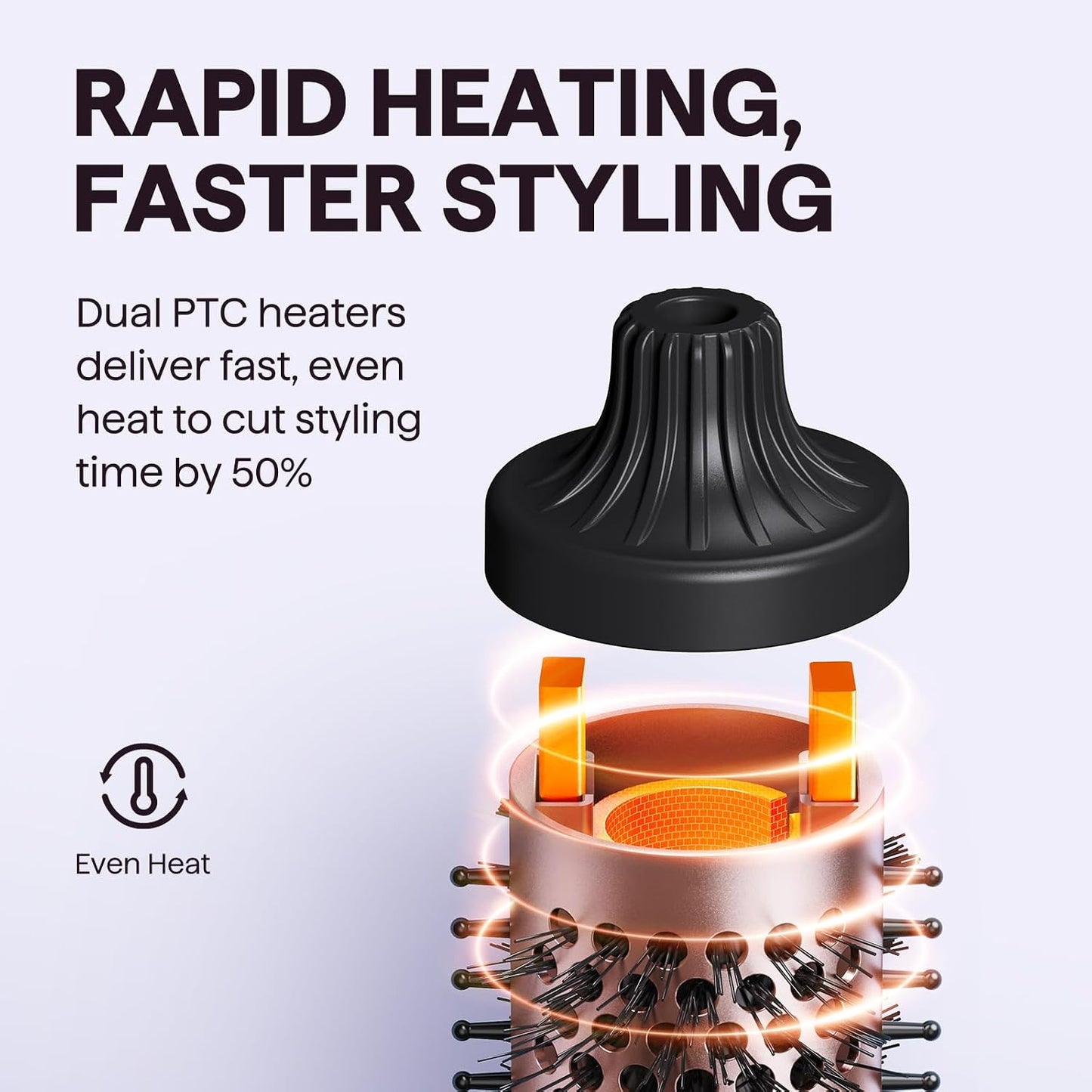 wavytalk Rose Gold Thermal Round Heated Hot Air Styler Brush NEW