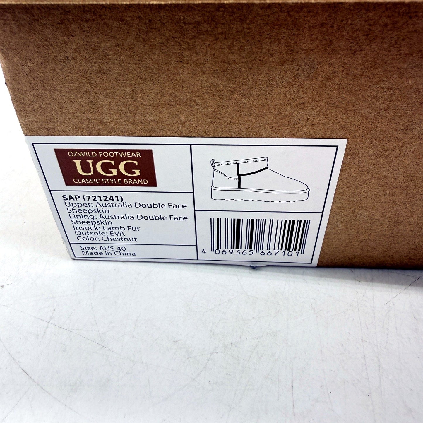 UGG Ozwild Unisex Chestnut Sheepskin Ankle Boots EU 40 Size AU 9 NEW