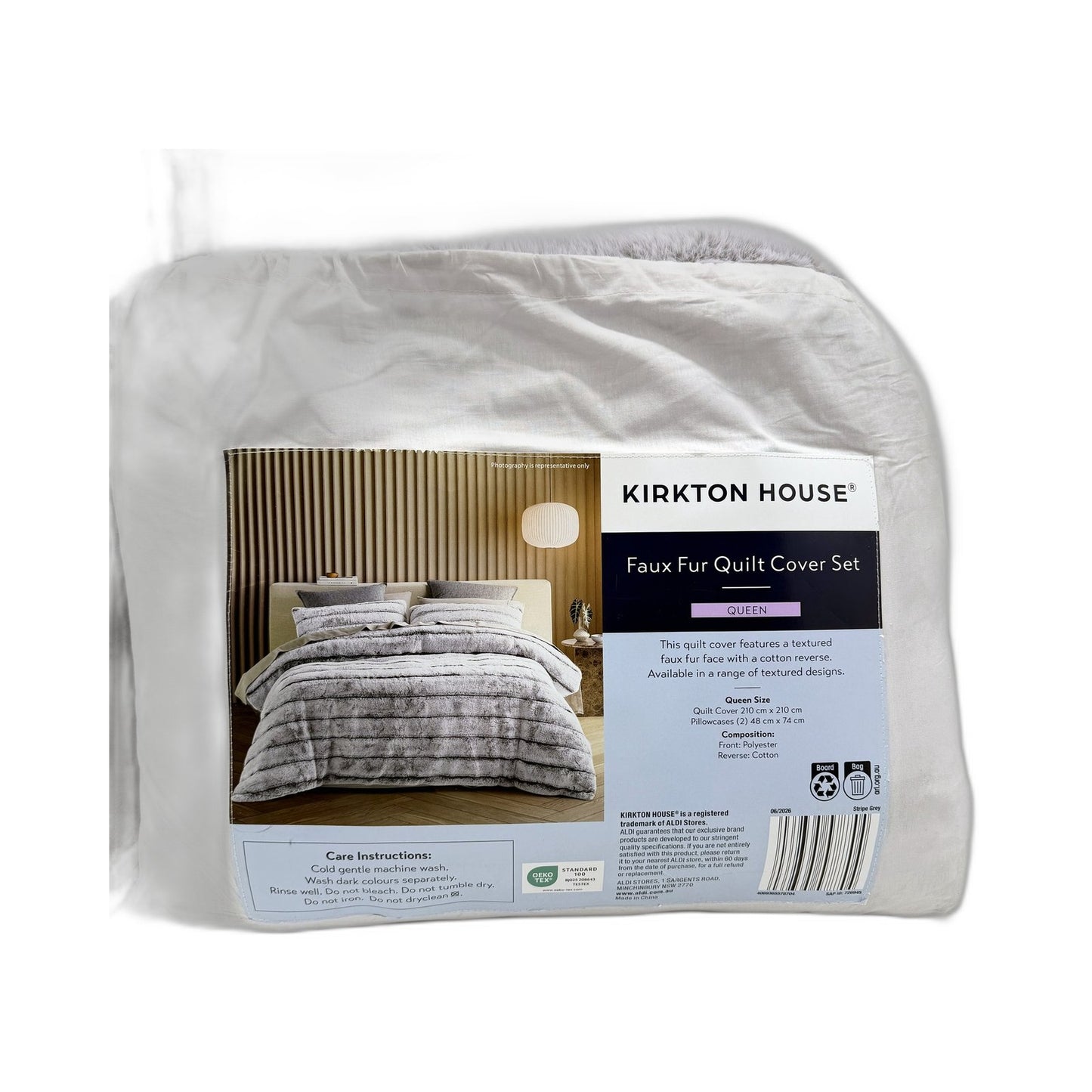 Soft & Luxurious Silver Grey Faux Fur Quilt Cover Set Textured Bedding QUEEN NEW