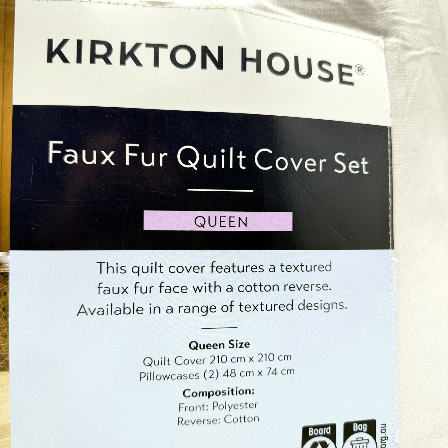 Soft & Luxurious Silver Grey Faux Fur Quilt Cover Set Textured Bedding QUEEN NEW