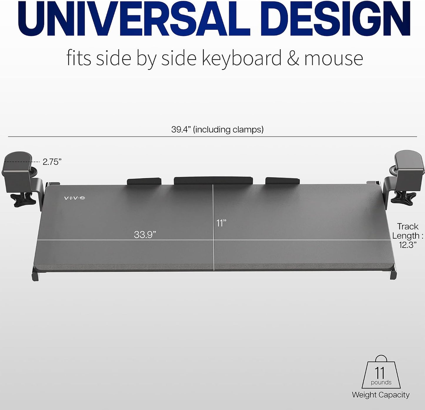 VIVO Extra Long Keyboard Tray Pull Out Sturdy C Clamp Desk Mounting Platform NEW
