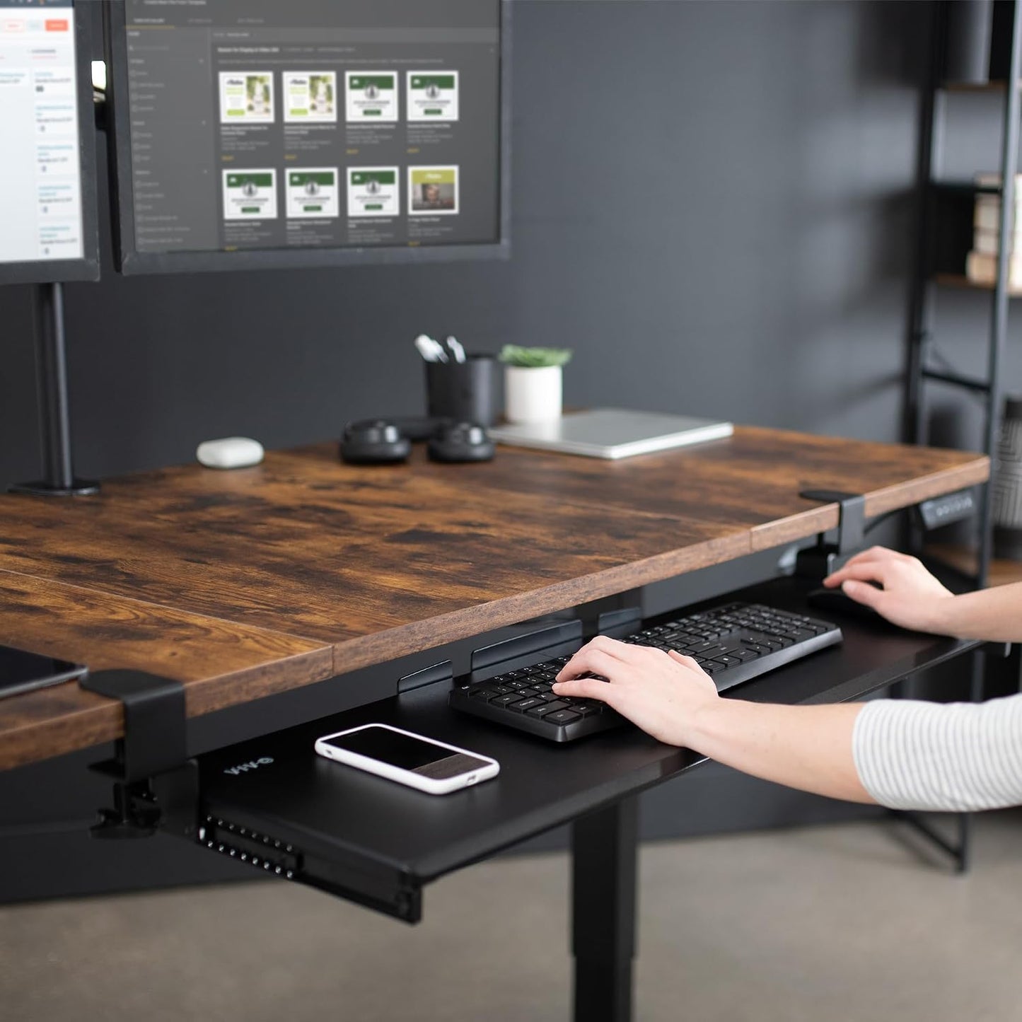 VIVO Extra Long Keyboard Tray Pull Out Sturdy C Clamp Desk Mounting Platform NEW