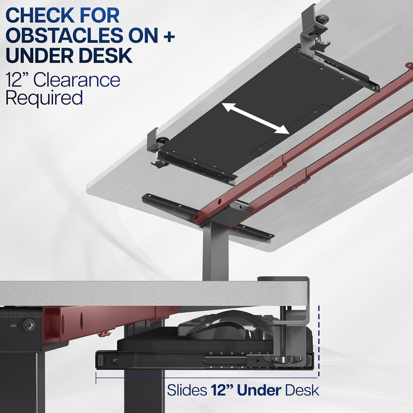 VIVO Extra Long Keyboard Tray Pull Out Sturdy C Clamp Desk Mounting Platform NEW