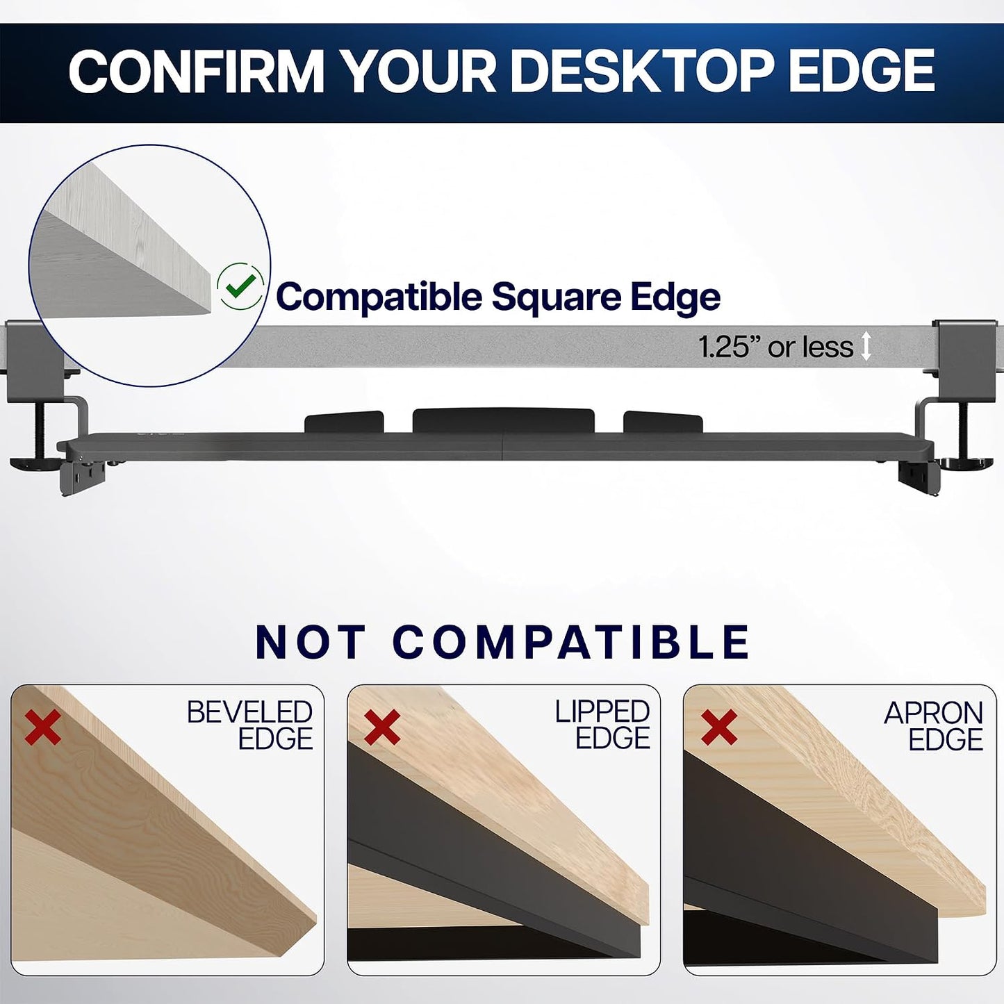 VIVO Extra Long Keyboard Tray Pull Out Sturdy C Clamp Desk Mounting Platform NEW
