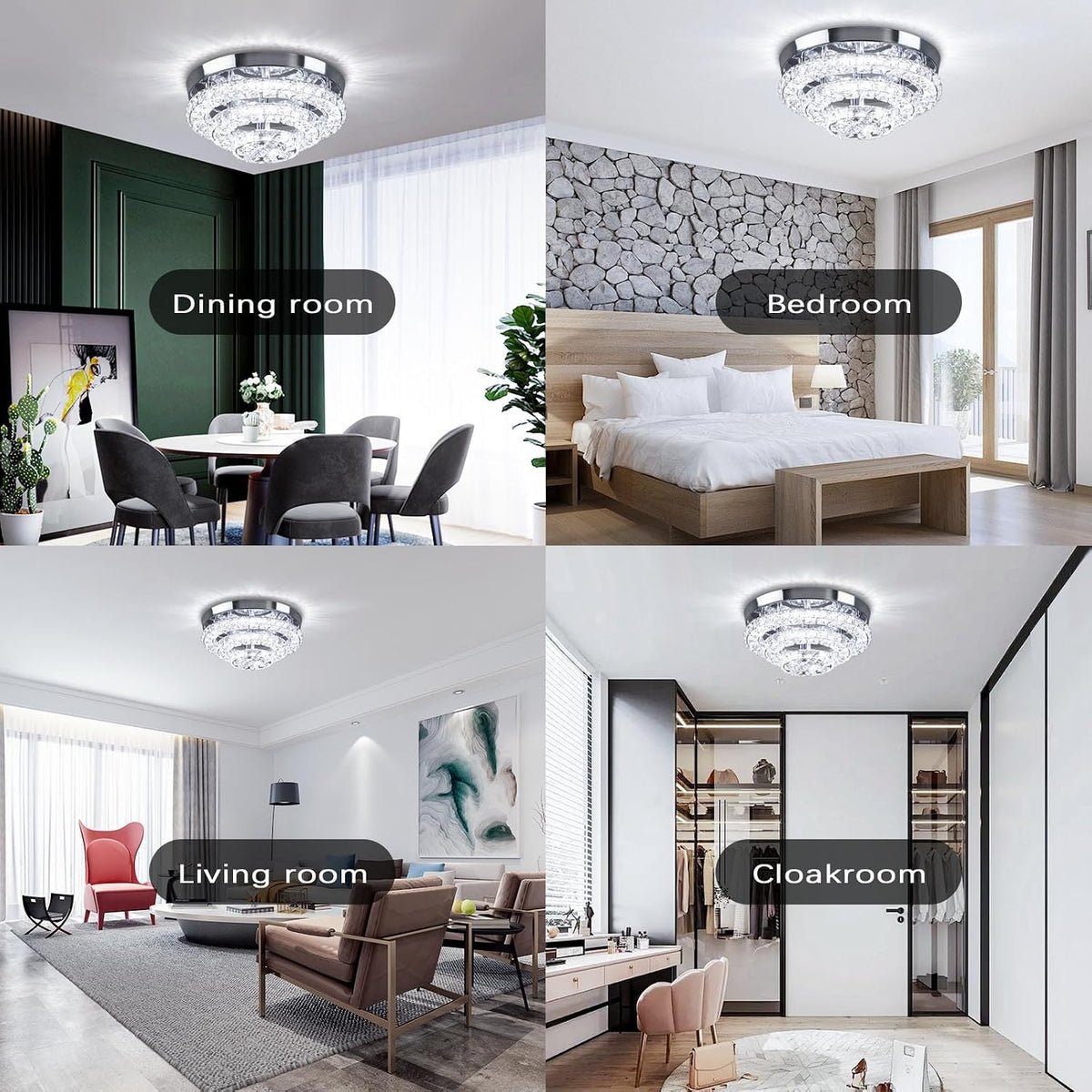 Cainjiazh 11.8 Chandeliers Inch Round Crystal Ceiling Light LED Cool White NEW