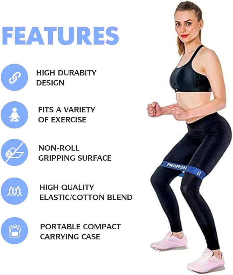 PROIRON Resistance Loop Bands Set of 5 Anti-Slip Rubber Latex Exercise NEW