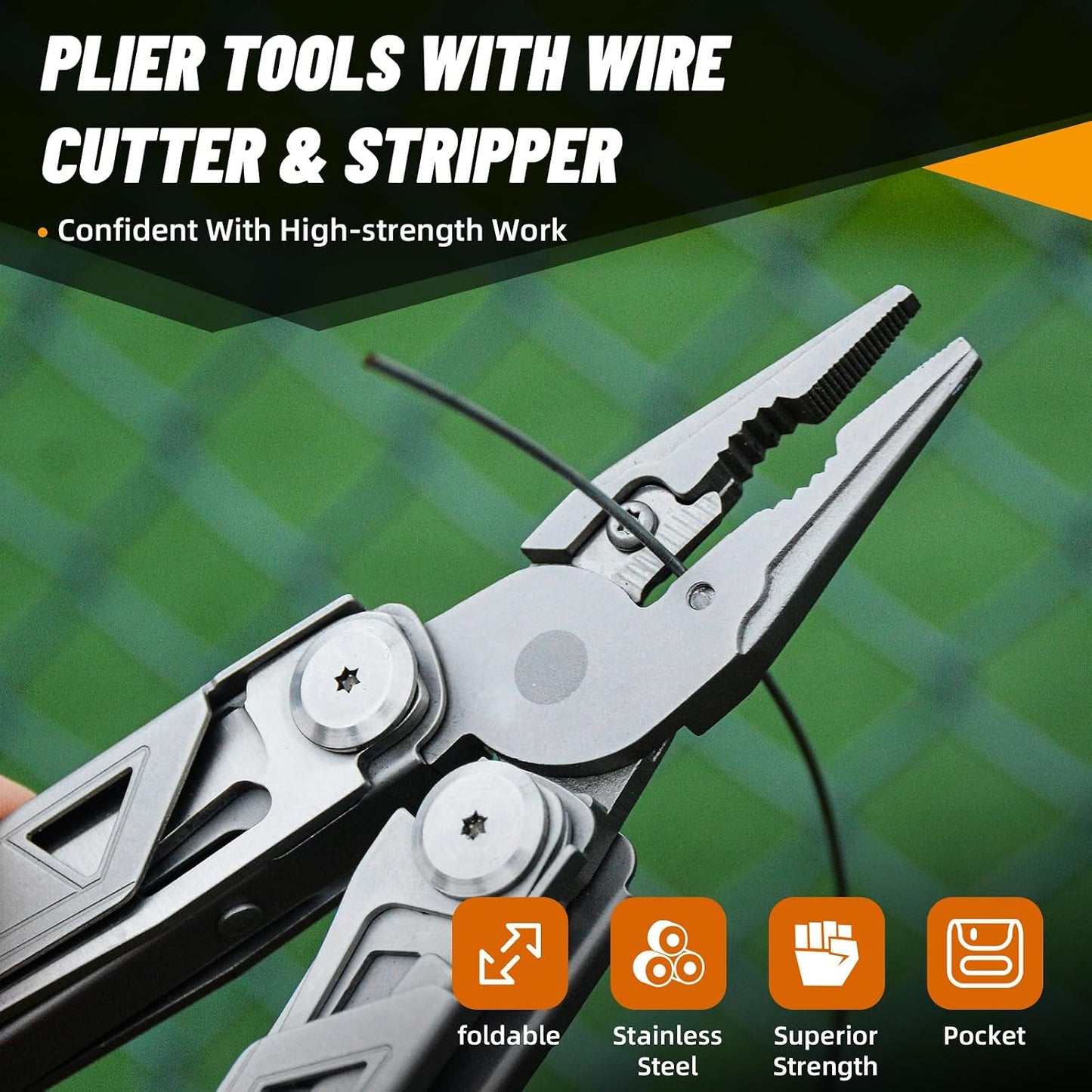 RAXCO 15-in-1 Stainless Steel Foldable Multitool Pliers In Pouch NEW