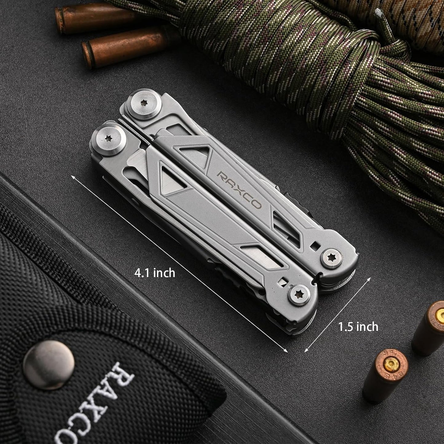 RAXCO 15-in-1 Stainless Steel Foldable Multitool Pliers In Pouch NEW