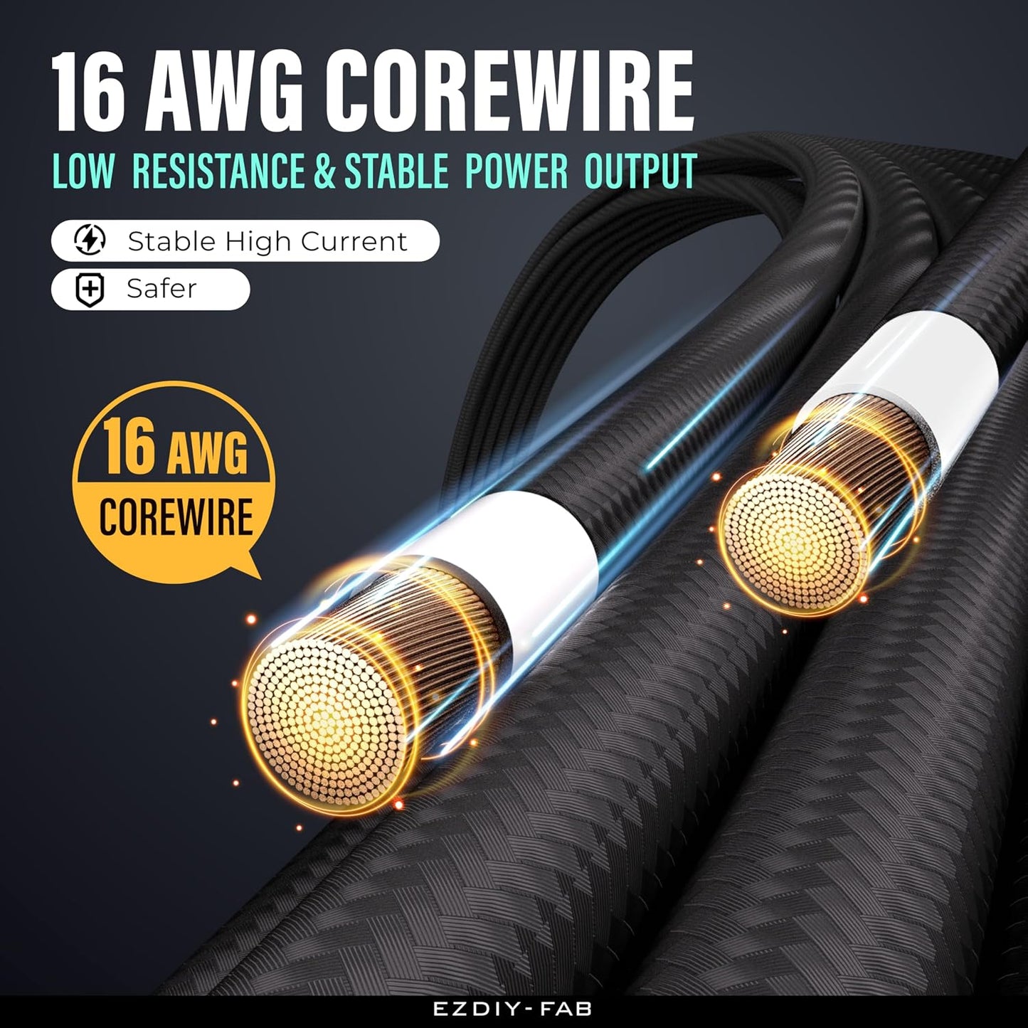 EZDIY-FAB 12VHPWR PCIe 5.0 Power Supply Cable Extension Kit, 16AWG, Black NEW