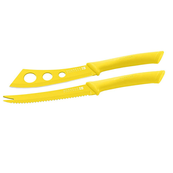 Scanpan Spectrum Knives Soft Touch 2-Piece Cheese Knife Set in Yellow - NEW