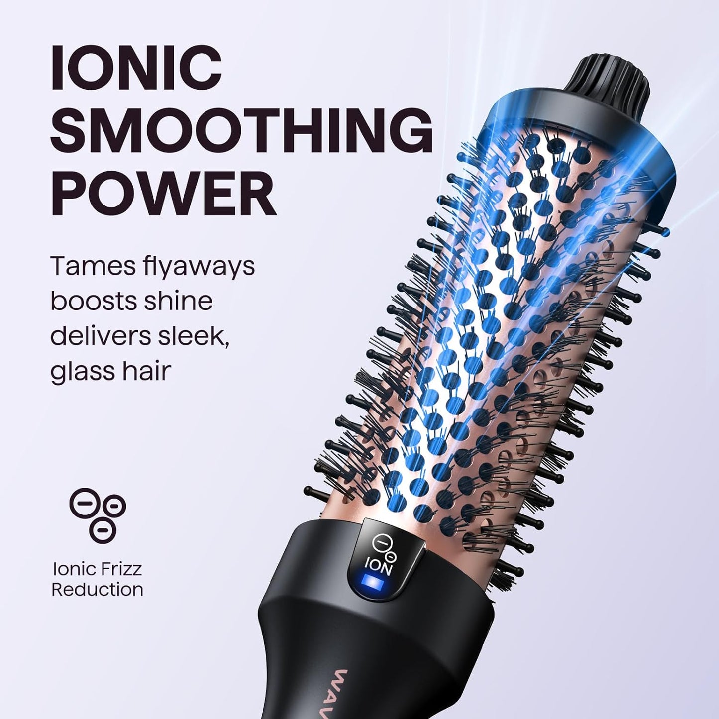 wavytalk Rose & Black Thermal Round Heated Hot Air Styler Brush for All Hair NEW