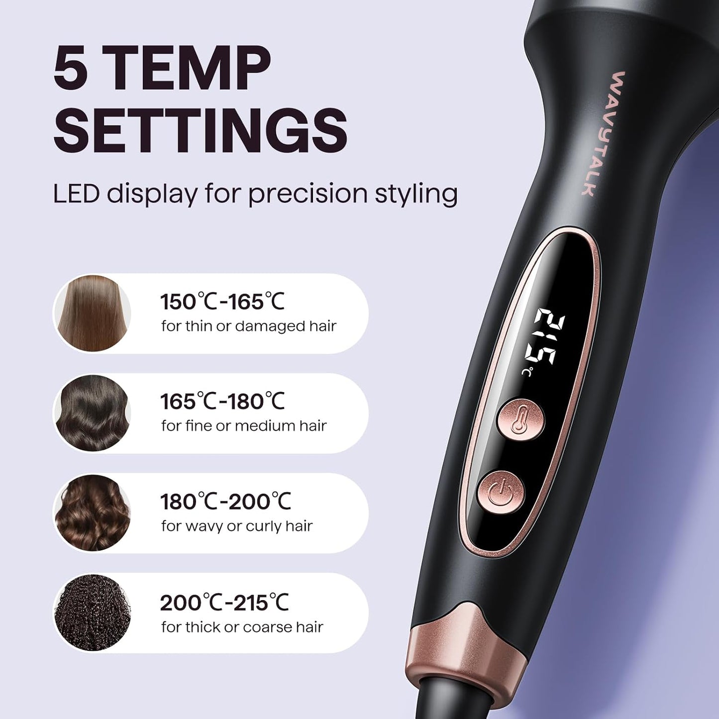 wavytalk Rose & Black Thermal Round Heated Hot Air Styler Brush for All Hair NEW