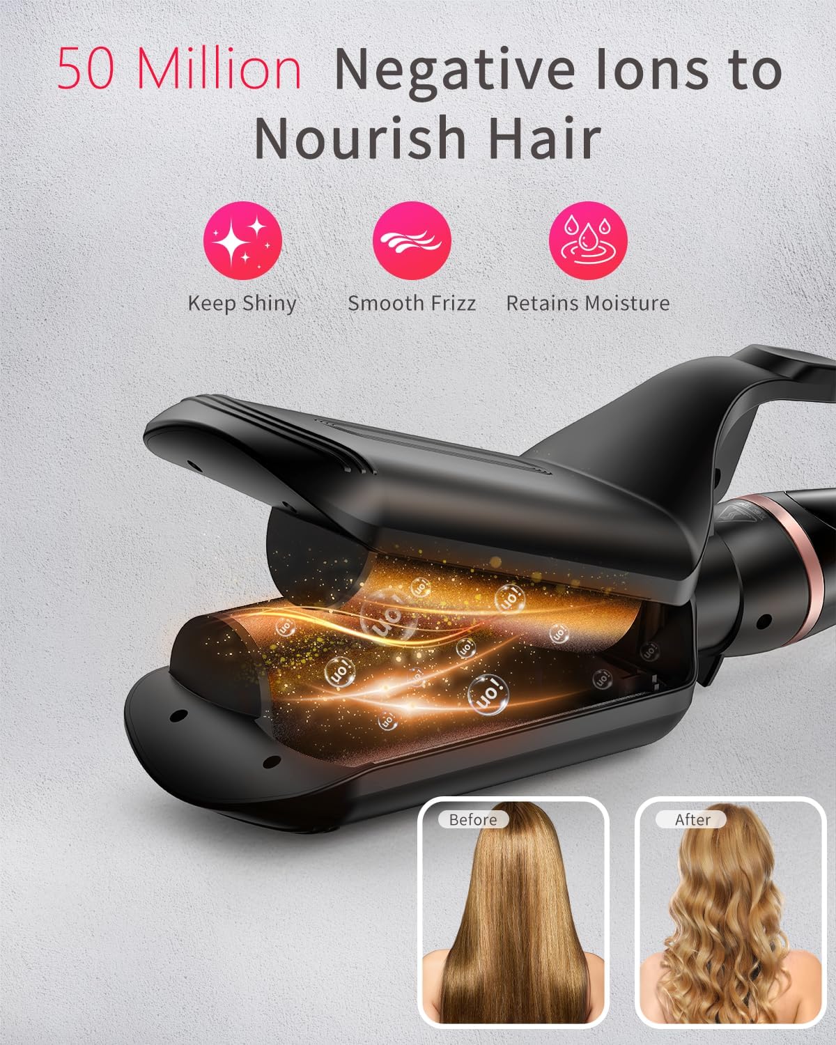 Aduarjo 5-in-1 Curling Wand Set Hair Curler Waver Iron Instant Heat Black NEW