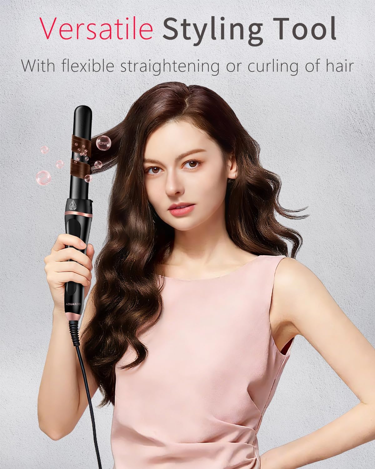 Aduarjo 5-in-1 Curling Wand Set Hair Curler Waver Iron Instant Heat Black NEW