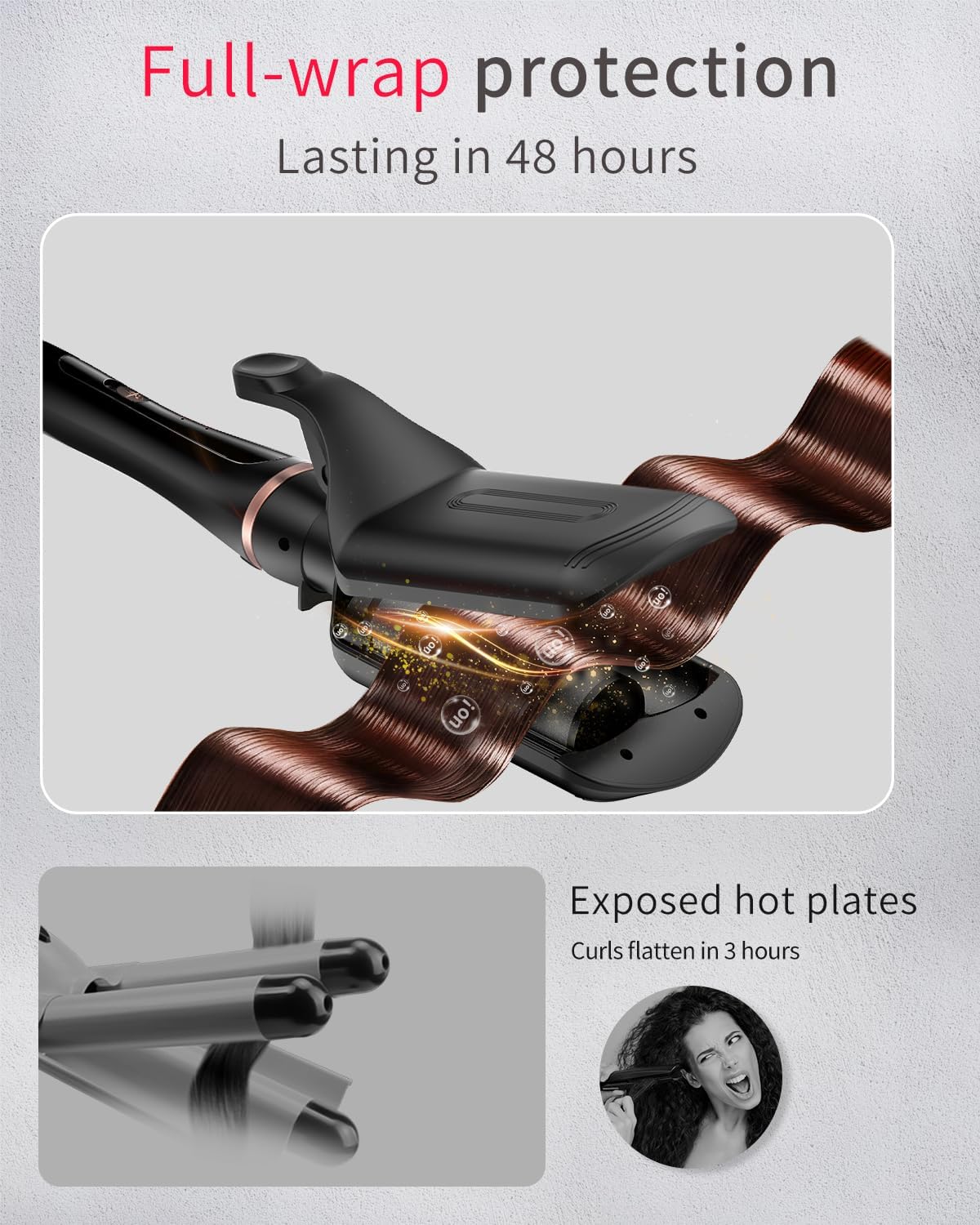 Aduarjo 5-in-1 Curling Wand Set Hair Curler Waver Iron Instant Heat Black NEW