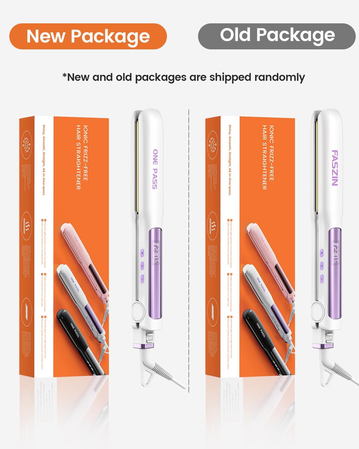 Faszin Hair Straightener Titanium Flat Iron with Negative Ions White 1.18 NEW