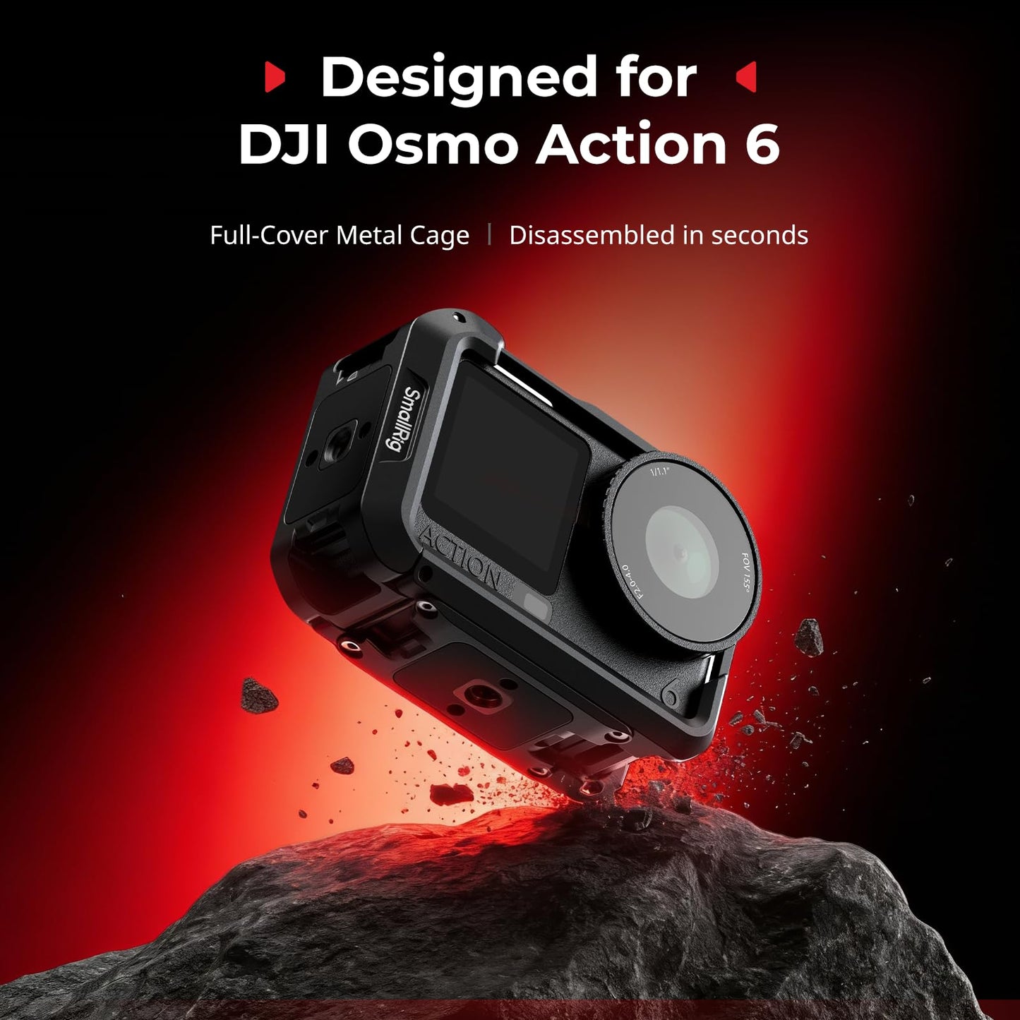SMALLRIG Aluminum Alloy Camera Cage for DJI Osmo Action 6 Advanced Edition NEW