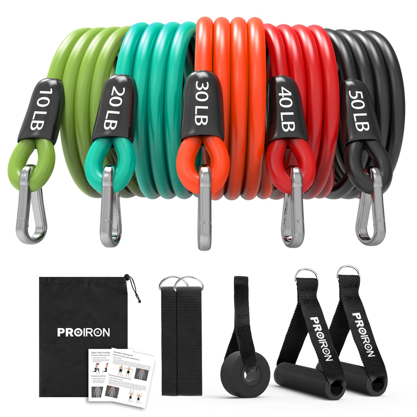 PROIRON 5-Piece Resistance Bands Set Anti-Snap Workout Exercise Fitness DEMO