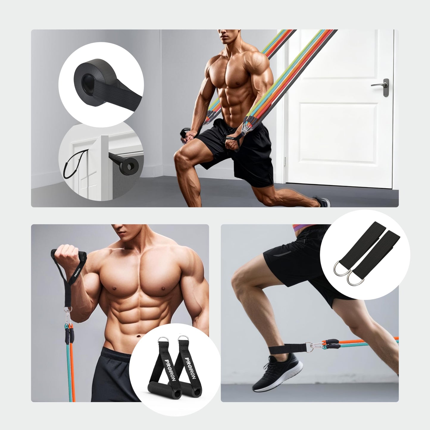 PROIRON 5-Piece Resistance Bands Set Anti-Snap Workout Exercise Fitness DEMO