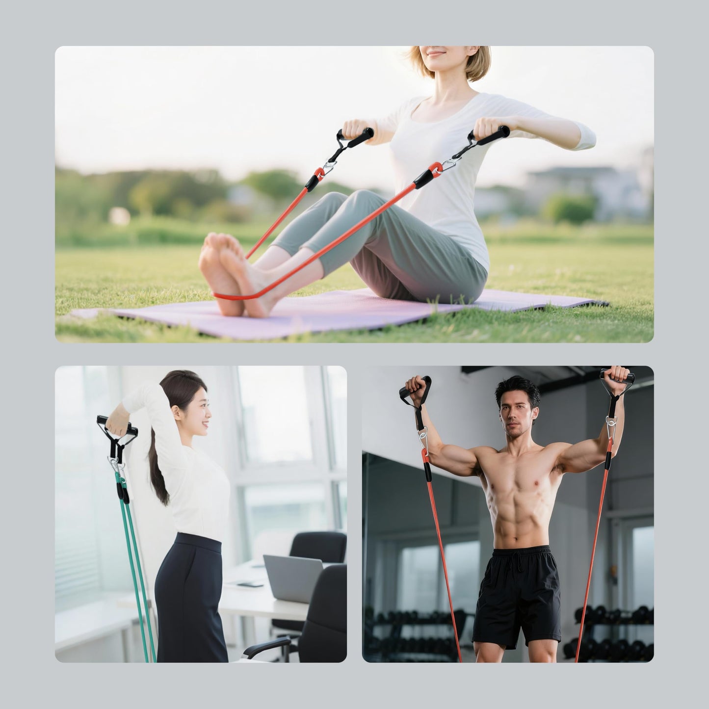 PROIRON 5-Piece Resistance Bands Set Anti-Snap Workout Exercise Fitness DEMO