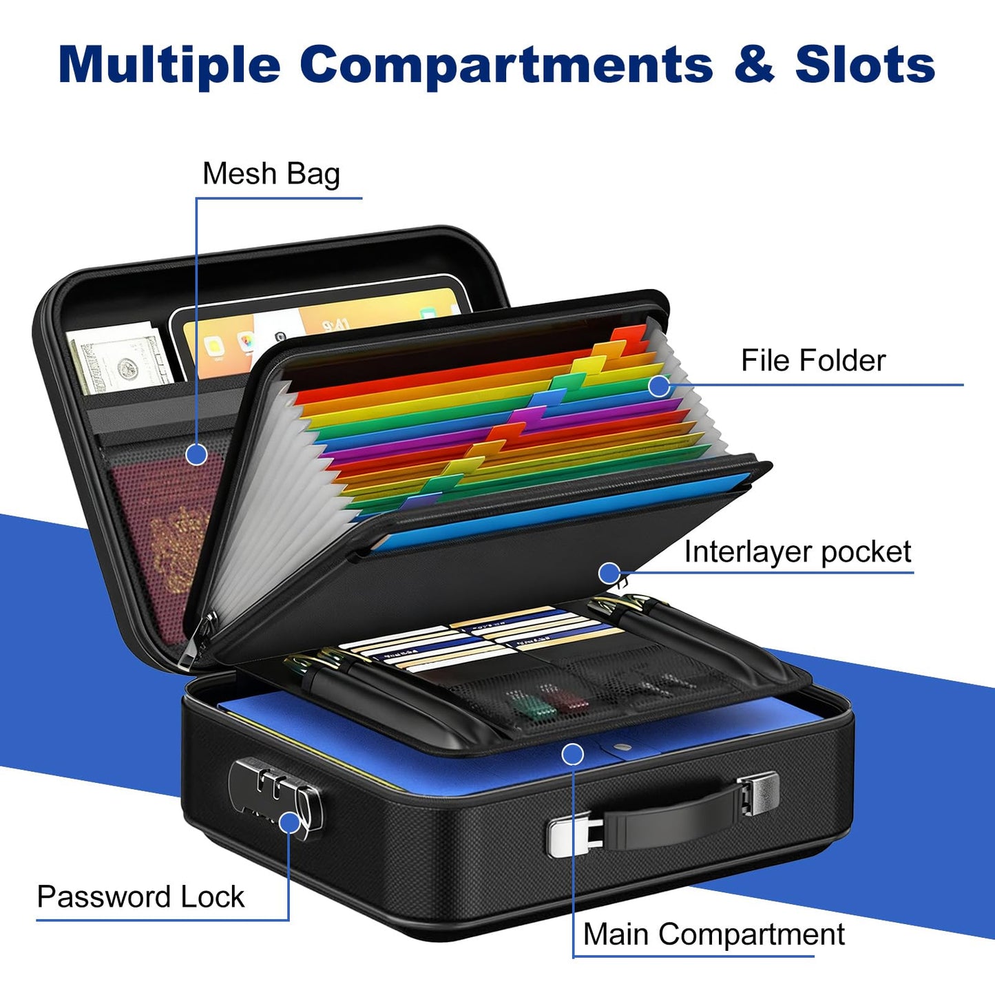 QZTHOU Fireproof Waterproof Black Hard Case Safe Box with Lock Security DEMO